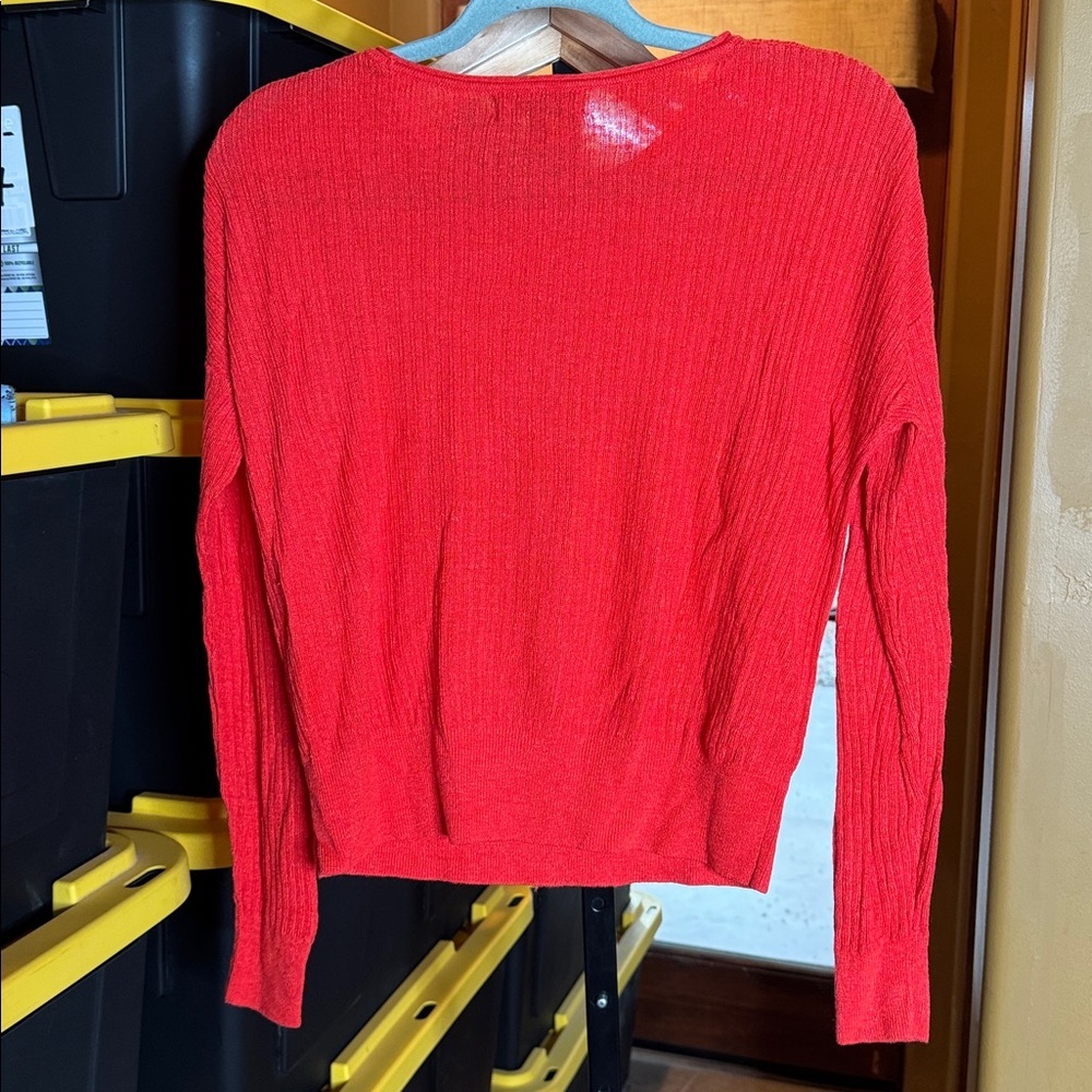 Banana Republic Linen Blend Sweater XS Red Oversized Lightweight Summer Knit - Picture 10 of 10